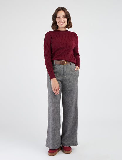 Pantalon taille haute pied de poule - Noir/gris