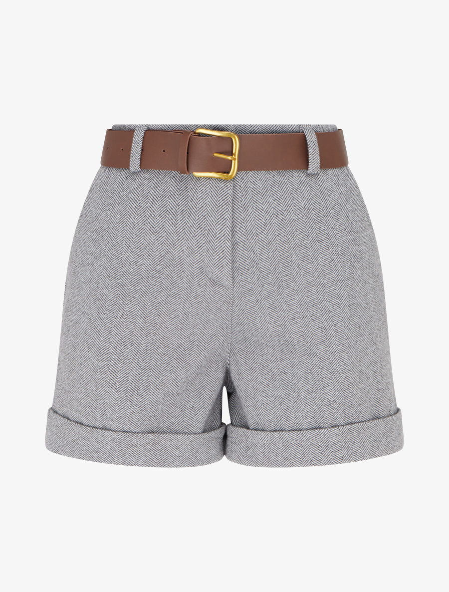 Short à revers imprimé chevron - Gris - 1