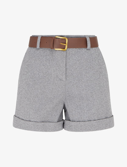 Short à revers imprimé chevron - Gris - 1