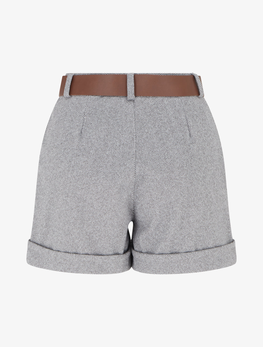 Short à revers imprimé chevron - Gris - 2