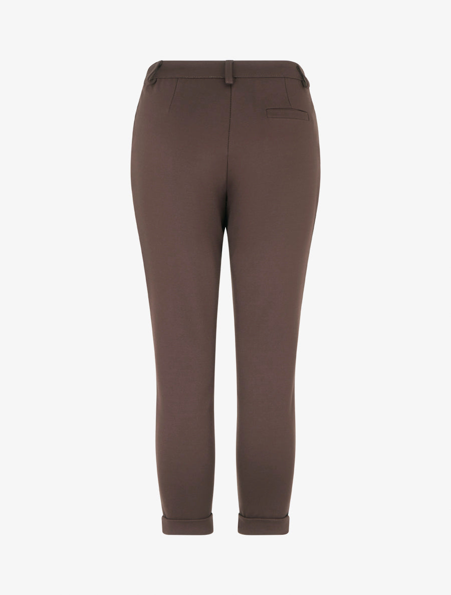 Pantalon slim à revers - Marron - 2