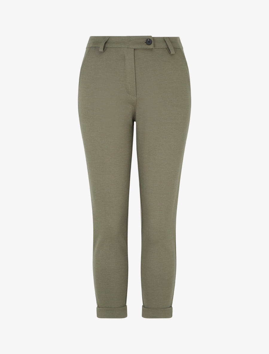 Pantalon slim à revers - Kaki - 1