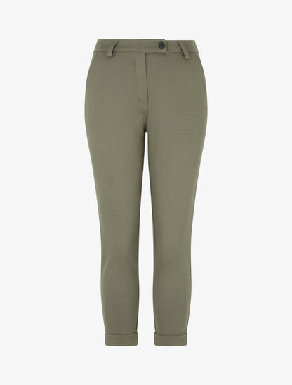 Pantalon slim à revers - Kaki - 1