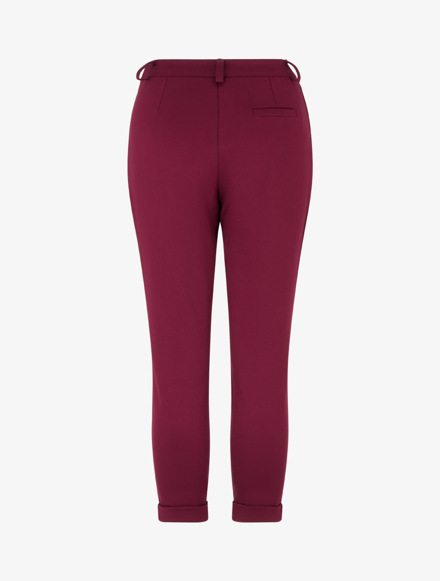 Pantalon slim à revers - Lie de vin - 2
