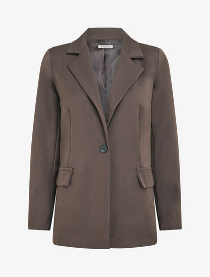 Blazer droit à épaulettes - Marron - 1