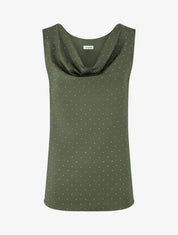 Top uni sans manches à strass - Kaki - 1