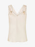 Top satiné à empiècement bijoux - Beige - 1