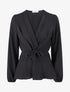 Blouse unie élastiquée à col cache coeur - Noir - 1