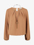 Blouse unie à bords élastiqués - Camel - 1