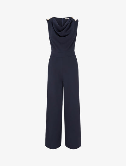 Combinaison sans manches à col bénitier - Marine - 1