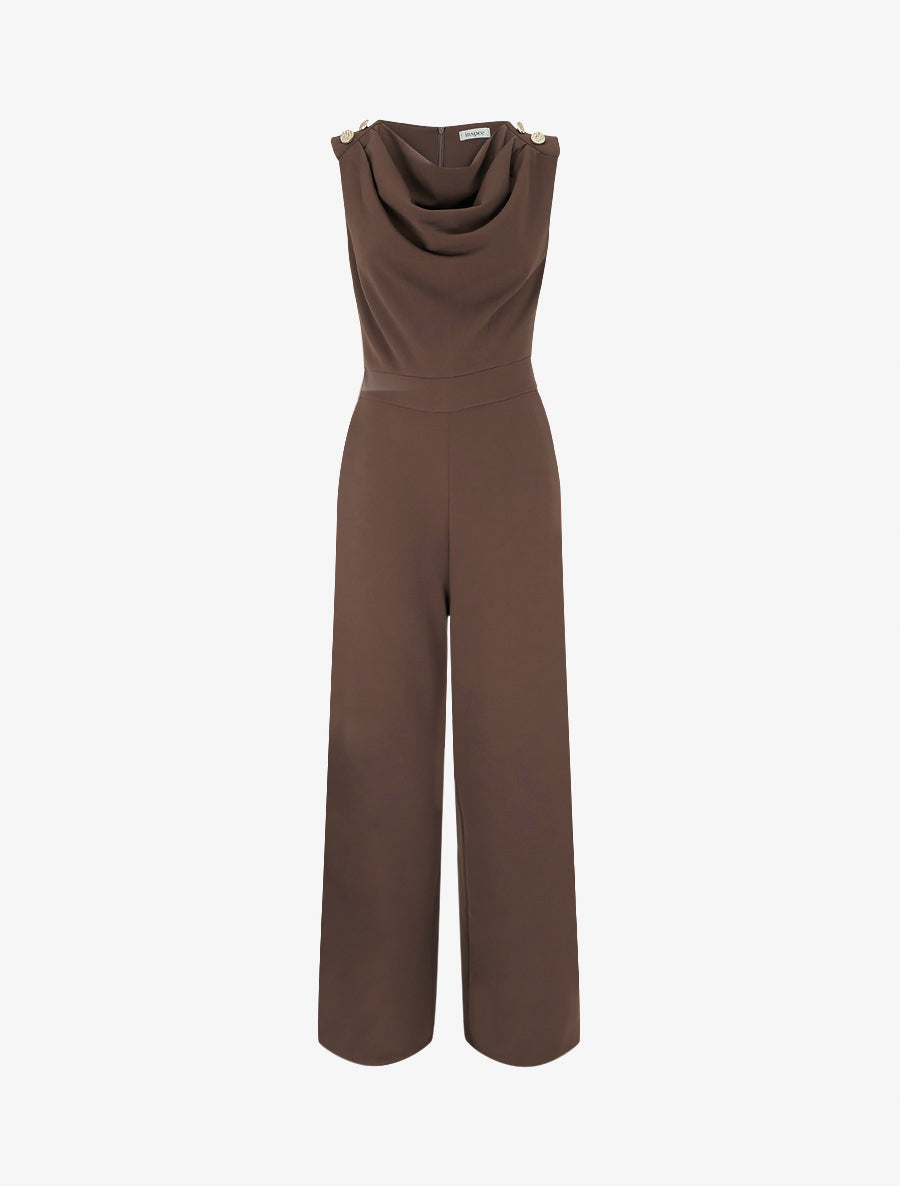 Combinaison sans manches à col bénitier - Marron - 1