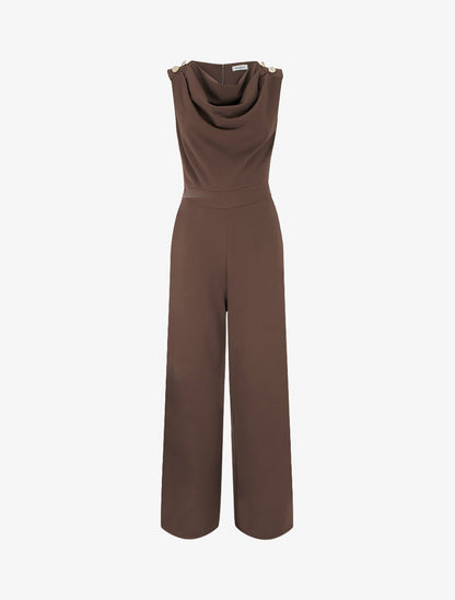 Combinaison sans manches à col bénitier - Marron - 1
