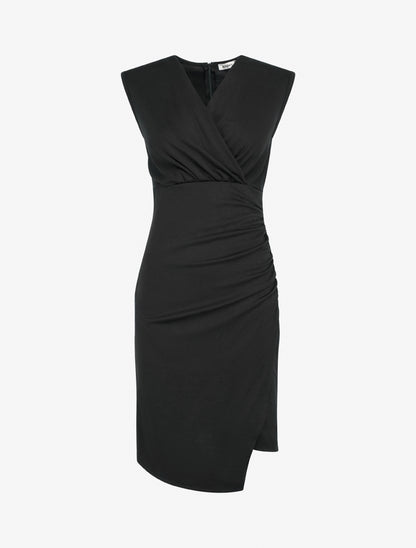 Robe sans manches style portefeuille - Noir - 1