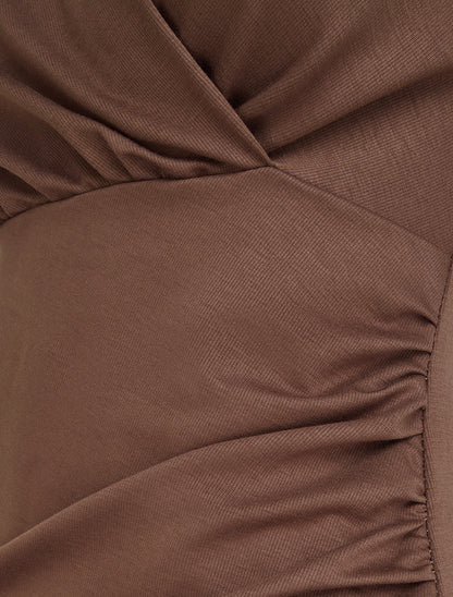 Robe sans manches style portefeuille - Marron - 3