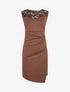 Robe sans manches à col en dentelle - Marron - 1