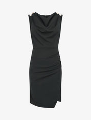 Robe drapé à col bénitier - Noir - 1