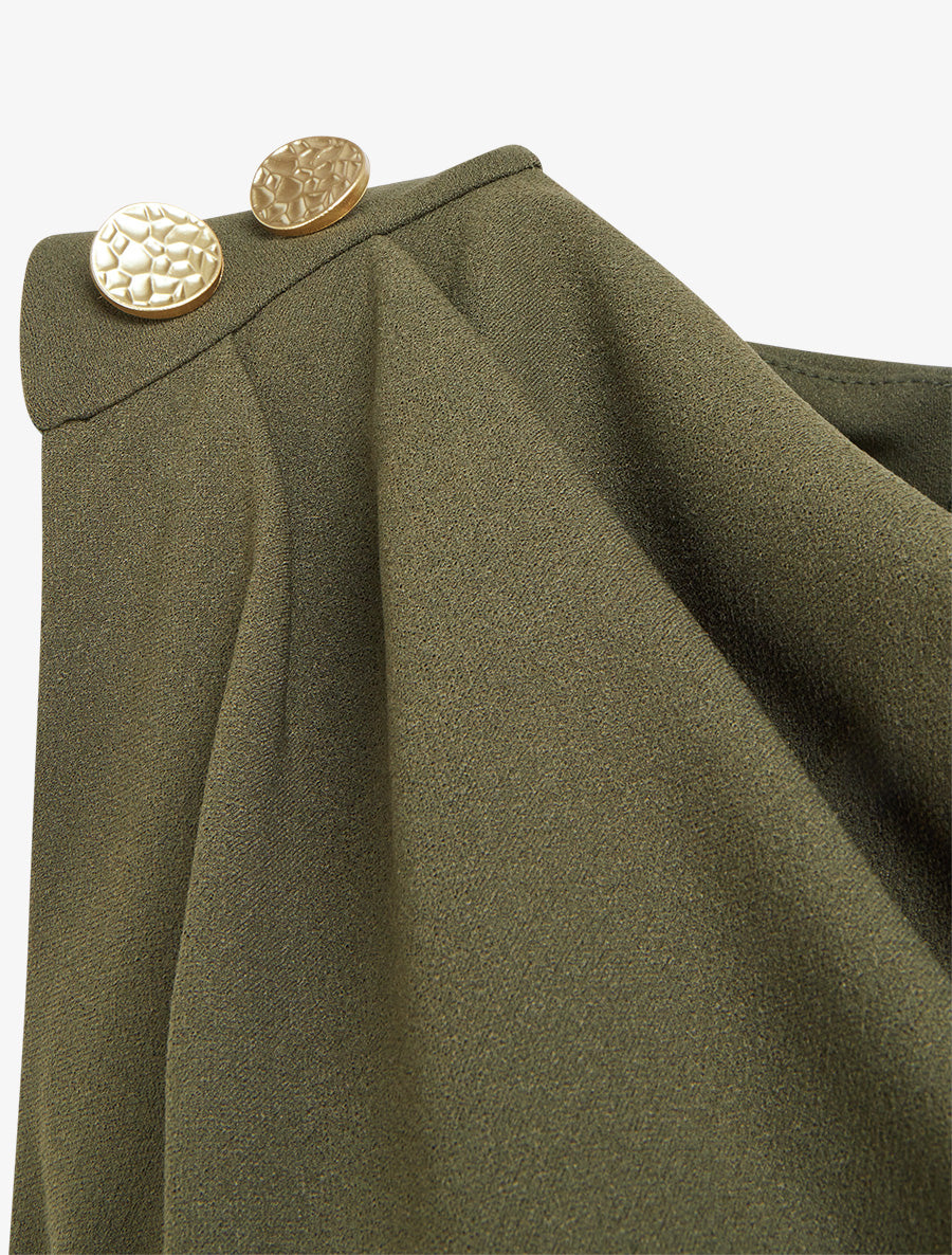 Robe drapé à col bénitier - Kaki - 3