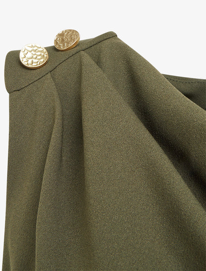 Robe drapé à col bénitier - Kaki - 3