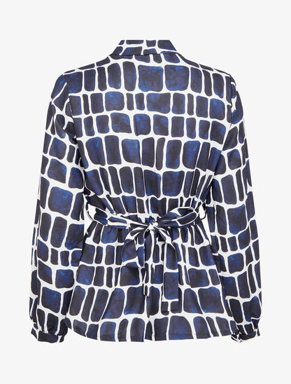 Top ceinturé à imprimé graphique - Marine - 2