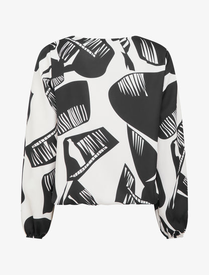 Top boule à motif graphique et col bénitier - Noir - 2