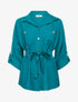 Chemise fluide ceinturée - Bleu canard - 1