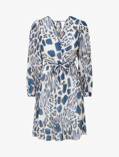 Robe à dos nu V imprimé fantaisie - Marine - 1