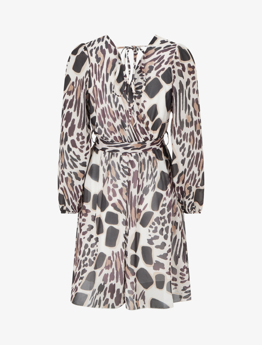 Robe à dos nu V imprimé fantaisie - Noir - 2