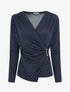 Top satiné à boucle et manches longues - Marine - 1