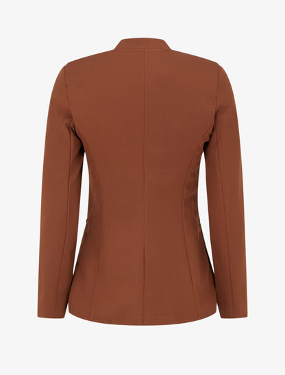 Veste unie à poches décoratives zippées - Camel - 2