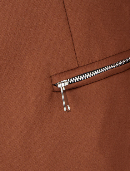 Veste unie à poches décoratives zippées - Camel - 3