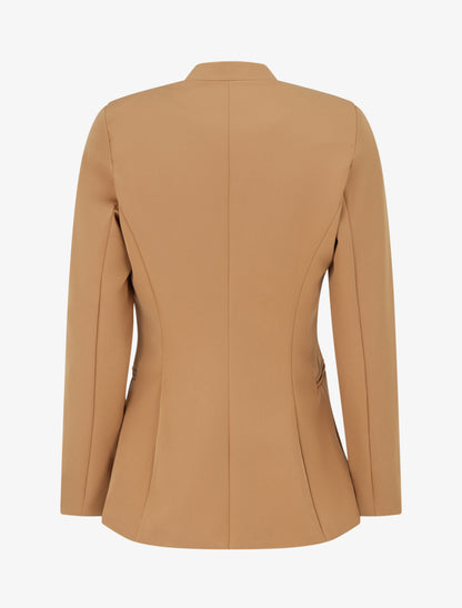 Veste unie à poches décoratives zippées - Beige - 2