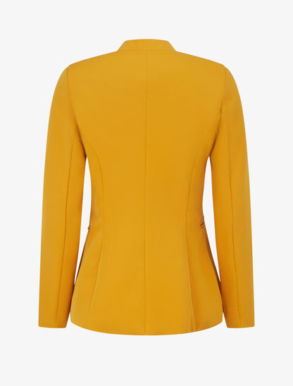Veste unie à poches décoratives zippées - Jaune moutarde - 2