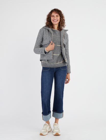 Veste effet laine bouclée zippée - Gris