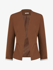 Veste épaulettes col droit doublée - Marron