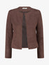 Veste courte ouverte en suédine - Marron - 1