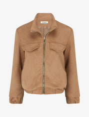 Veste élastiquée en suédine - Camel - 1