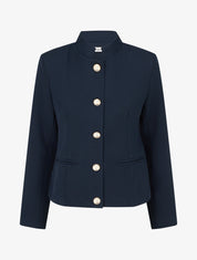 Blazer boutonné à épaulettes - Marine - 1