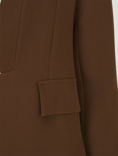 Veste à col droit et bord cranté - Marron - 3