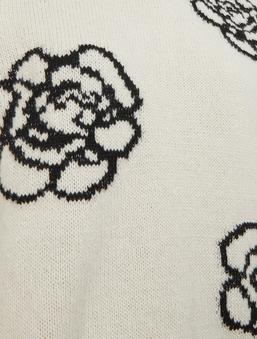 Pull uni à motifs fleurs - Crème - 3