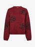 Pull uni à motifs fleurs - Bordeaux - 1