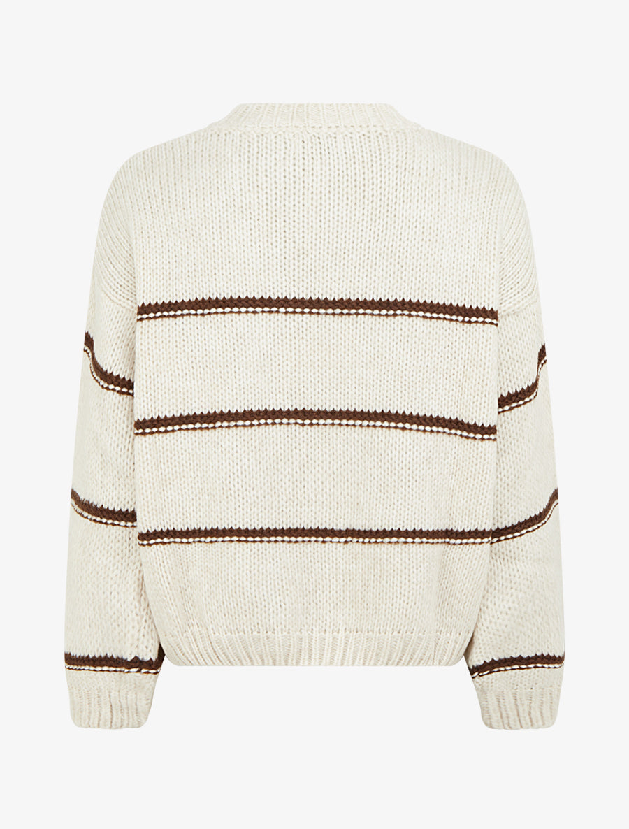 Pull en maille à motif rayures - Crème/marron - 2