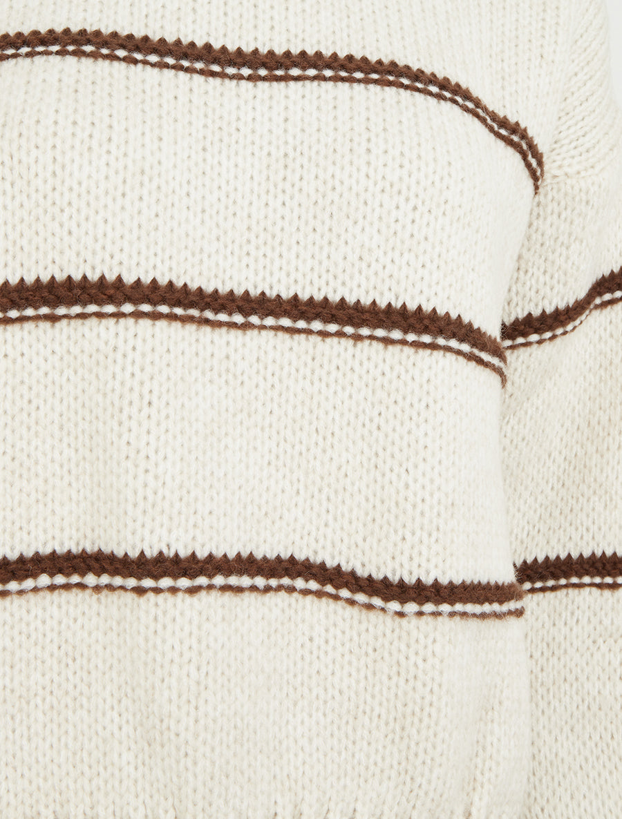Pull en maille à motif rayures - Crème/marron - 3