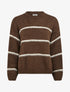 Pull en maille à motif rayures - Marron/blanc - 1