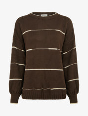 Pull uni à raures irisées - Marron - 1