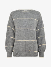 Pull uni à raures irisées - Gris - 1