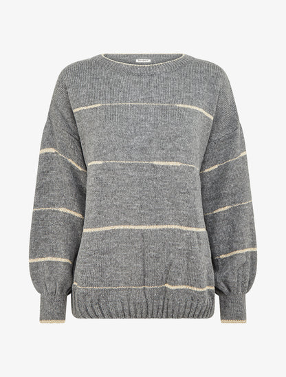 Pull uni à raures irisées - Gris - 1