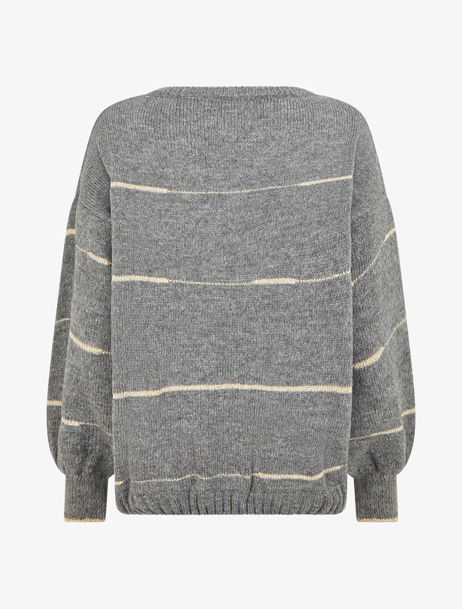 Pull uni à raures irisées - Gris - 2
