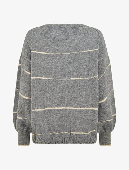 Pull uni à raures irisées - Gris - 2