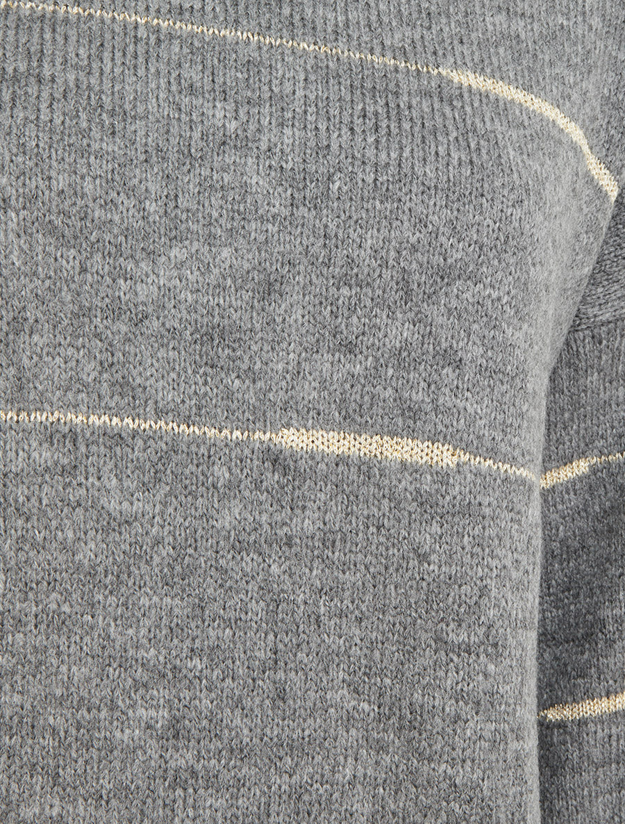 Pull uni à raures irisées - Gris - 3