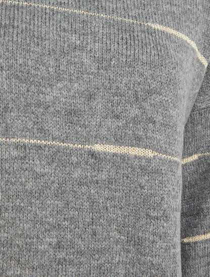 Pull uni à raures irisées - Gris - 3